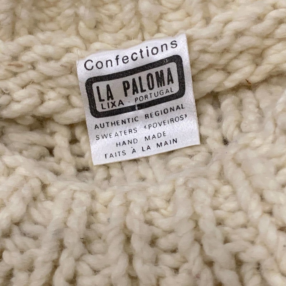Vtg Chunky Knit Cream La Paloma Crewneck Sweater - Picture 4 of 6